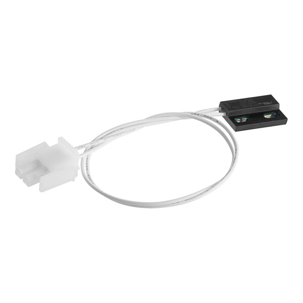 A white wire with a black connector.