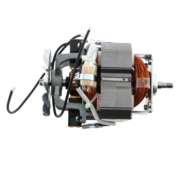 A close-up of a Hamilton Beach motor with wires and a wire harness.