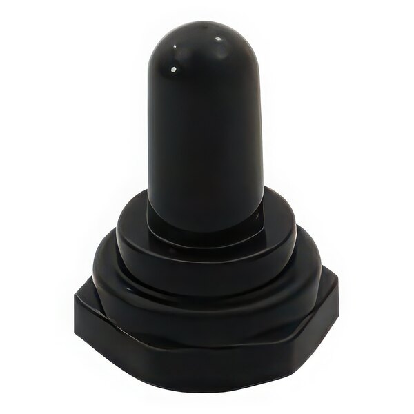 A black object with a round base.