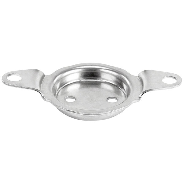 A silver Stero cap with two holes.