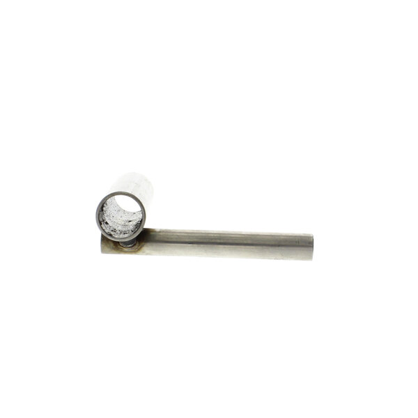 A metal pipe with a hole in it filled with white liquid.
