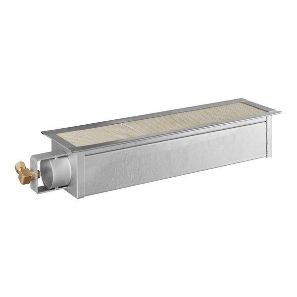 An American Range rectangular metal Ir burner with a white surface.