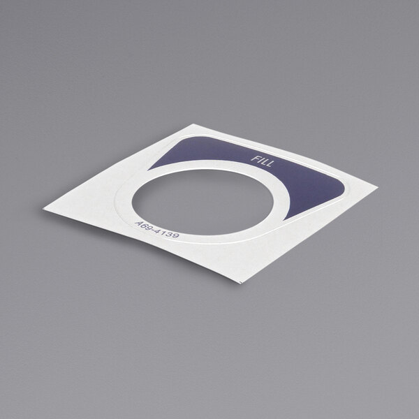 a white and blue plastic with a circle cut out
