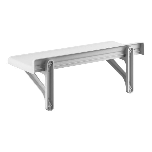 A white plastic Cambro Camshelving® wall shelf.
