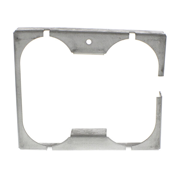 A metal Pitco fryer burner shield with a hole in it.
