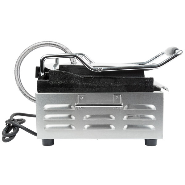 A Cecilware stainless steel Single Panini Sandwich Grill machine on a counter.