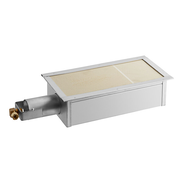 A white rectangular ceramic burner with a metal tube.