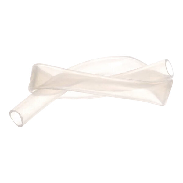 A clear silicone tube on a white background.