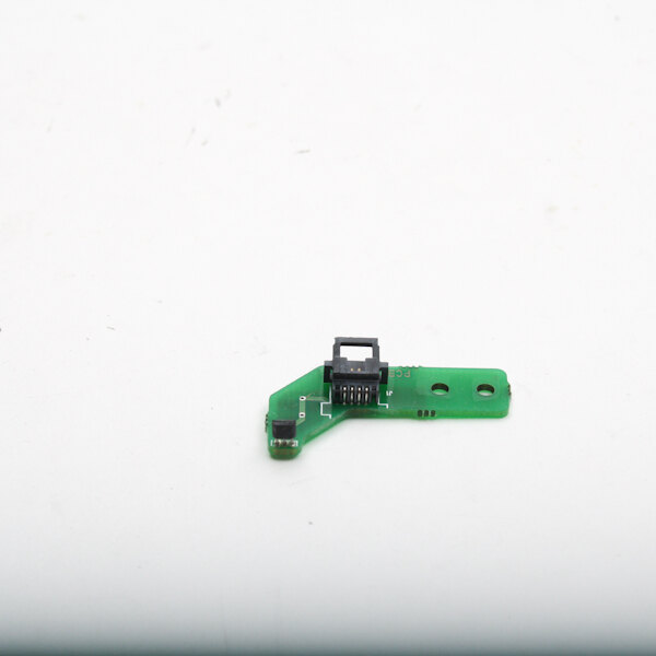 A green circuit board with black connectors.