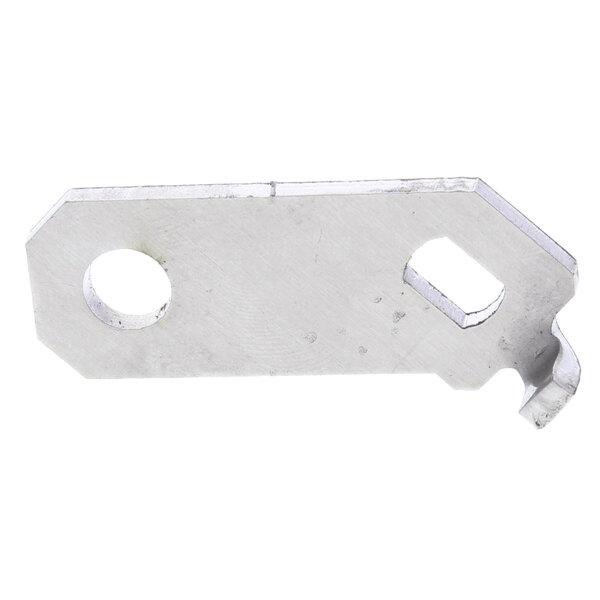 A silver metal Pitco bracket with two holes in it.