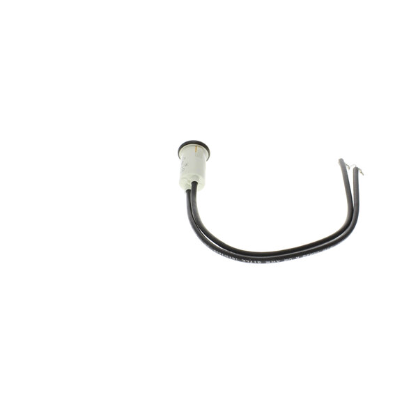 A close-up of a black cable with a white connector on a Grindmaster-Cecilware amber pilot light.