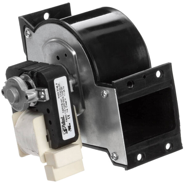 A black and silver Grindmaster-Cecilware fan motor.