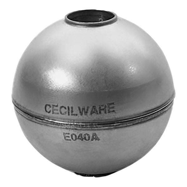 A Grindmaster-Cecilware E040A float. A round metal object with text that reads "Grindmaster-Cecilware E040A".