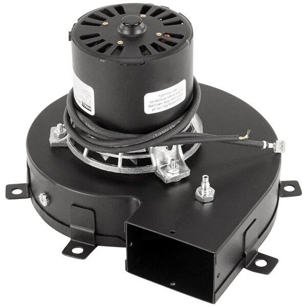 A Stero Infrared Gas Blower with Motor, a black metal device with a black cable.