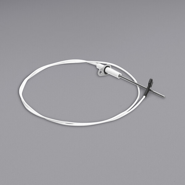 a white cable with a metal end