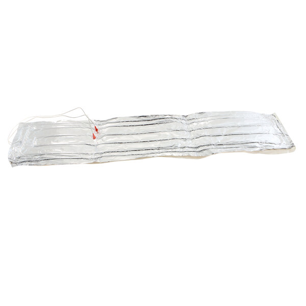 A white heater foil with a red stripe on it.