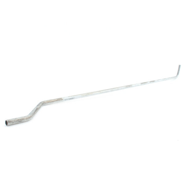 A long metal rod with a bent tip and a white handle.