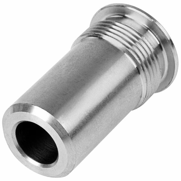 a silver metal cylinder with a hole