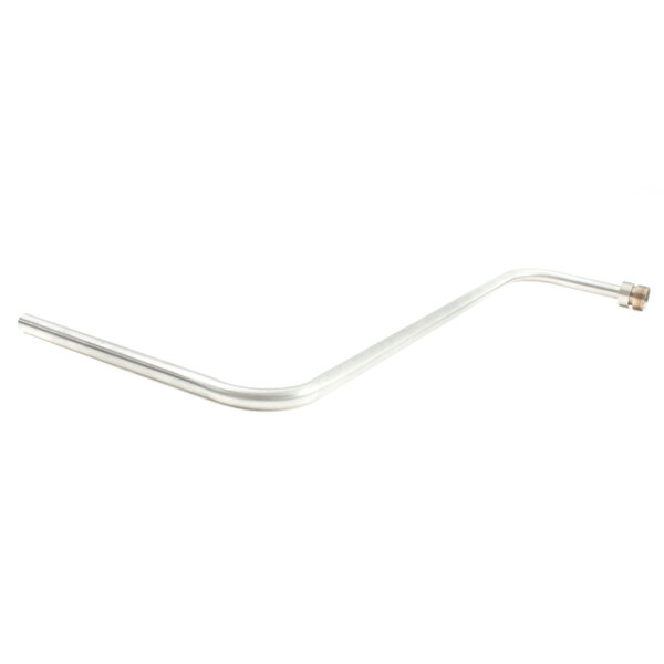 A white metal pipe with a black handle and a screw.