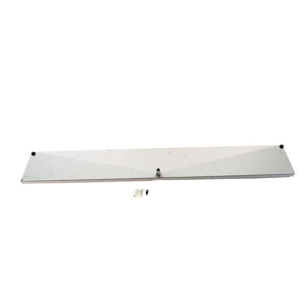 A white rectangular Continental Refrigerator evap drain pan with metal screws.