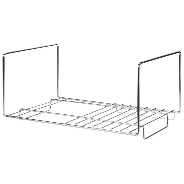 A Metro bread sled with wire shelves and legs.