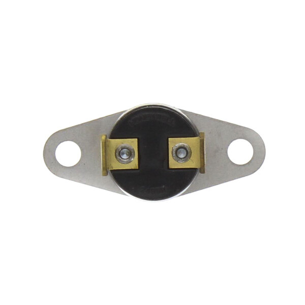 A close-up of a black and gold Southbend PE-182 thermostat.