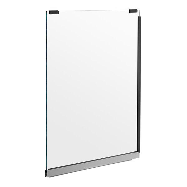 A white rectangular glass door with a black border.