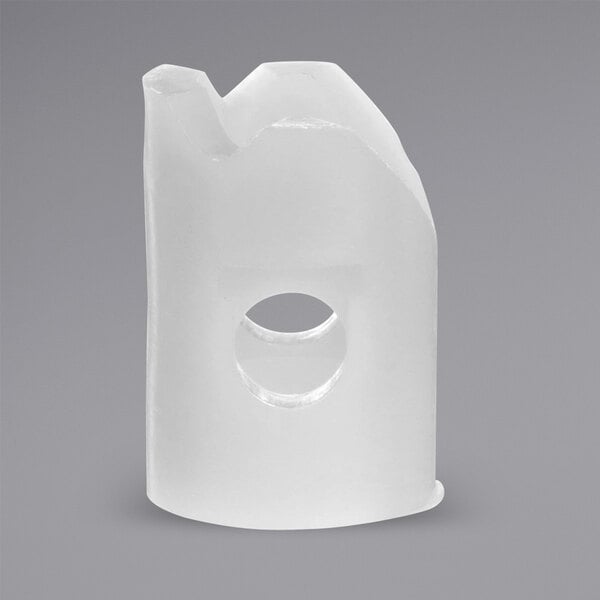 A white nylon hinge with a hole in it.