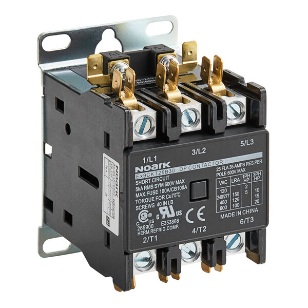 A black Alto-Shaam CN-3052 contactor with metal wires and two switches.