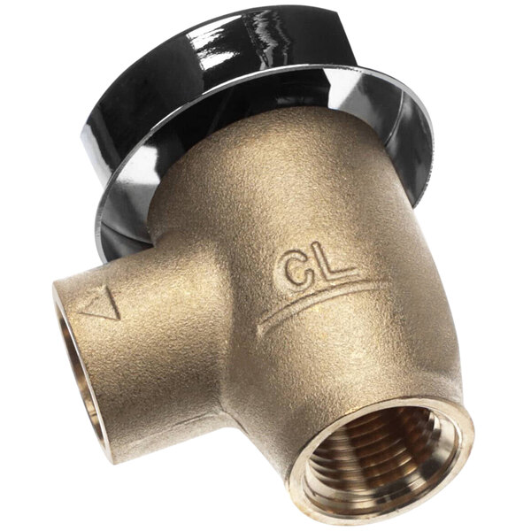 A Stero brass vacuum breaker with a black nut.