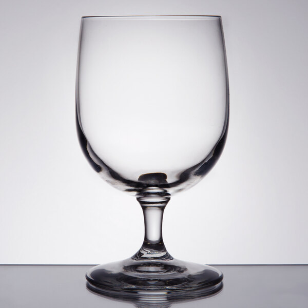 A Libbey Bristol Valley wine goblet on a table.