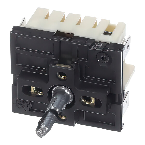 A black and white Doyon infinite switch with metal pieces.