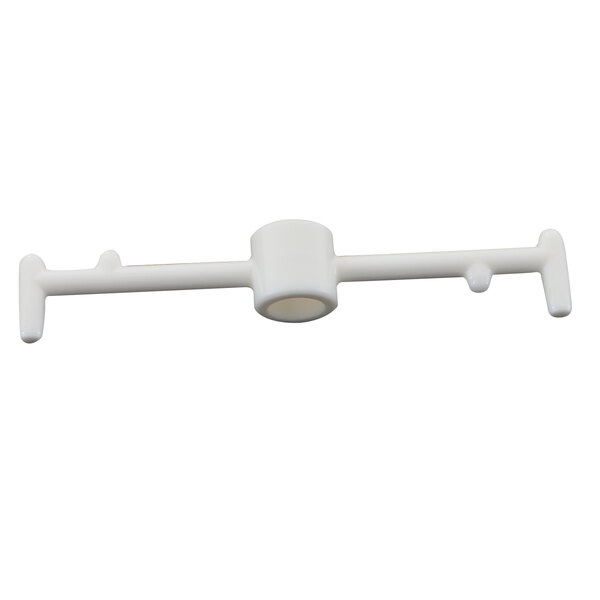 A white plastic Cornelius spinner with a hole and two handles.