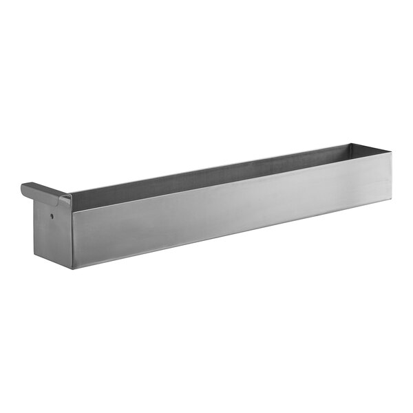 A rectangular metal container with a handle.