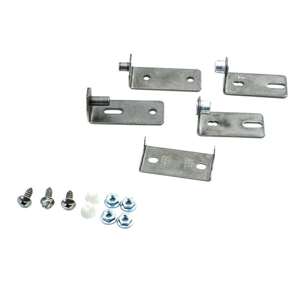 A group of Winston Industries Inc. metal brackets and screws.