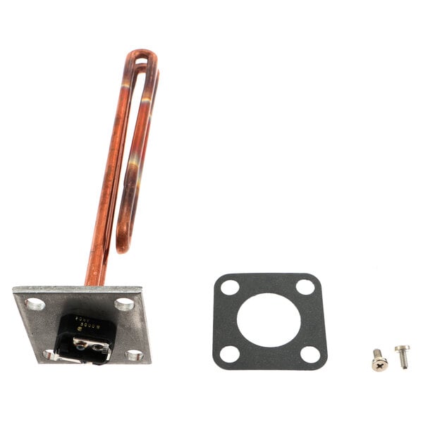A Hatco heating element with a metal pipe and screws.