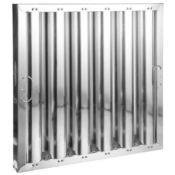 A close up of a Component Hardware aluminum grease filter.