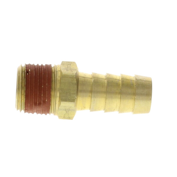 A close-up of a brass Cleveland hose fitting.