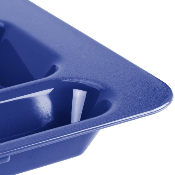 A navy blue Cambro 6 compartment tray.