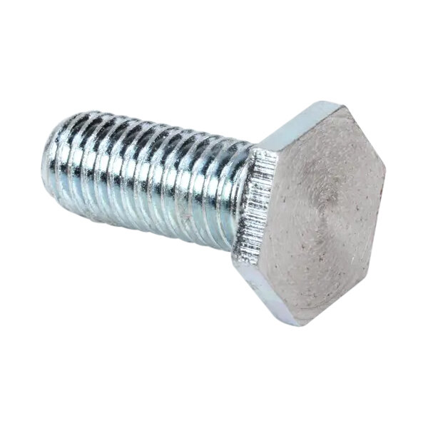 A close-up of a Berkel hex head screw with a nut on top.