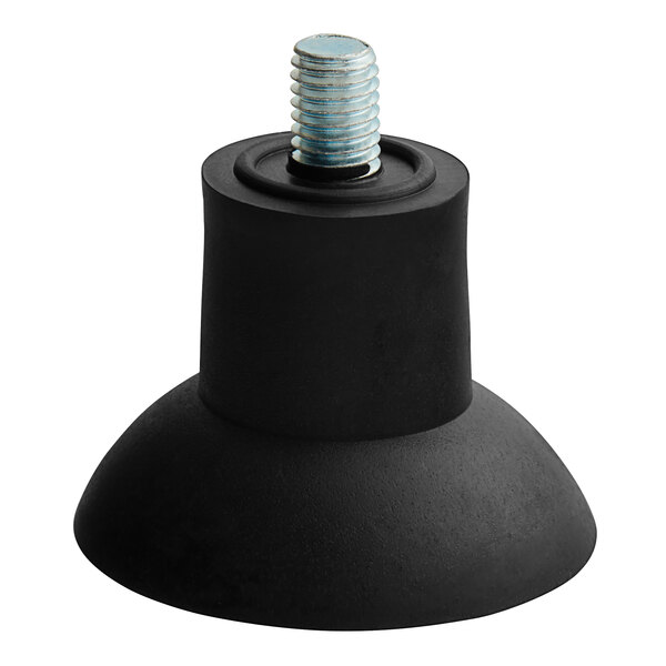 A stack of black Berkel rubber feet with screws on top.