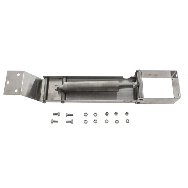 A Groen metal bracket with screws and nuts.