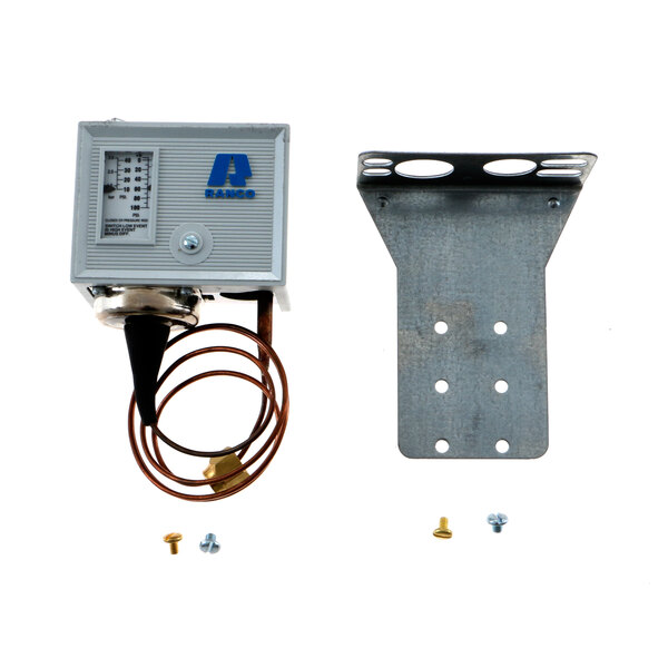 A Traulsen pressure control thermostat with metal bracket and screws.