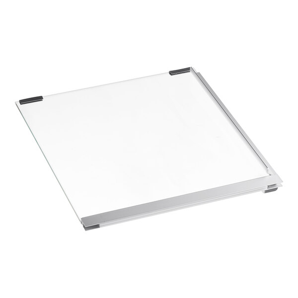 A white board with a metal frame.