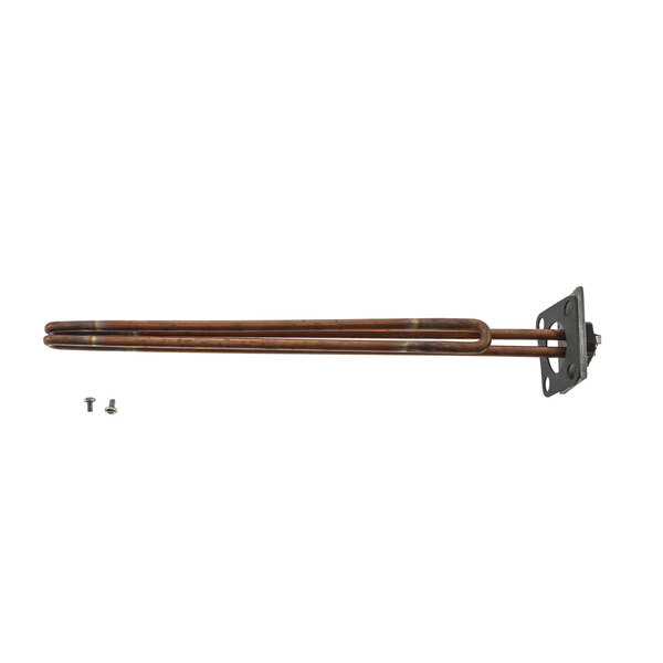 A Hatco electric heater element with screws on a metal rod.