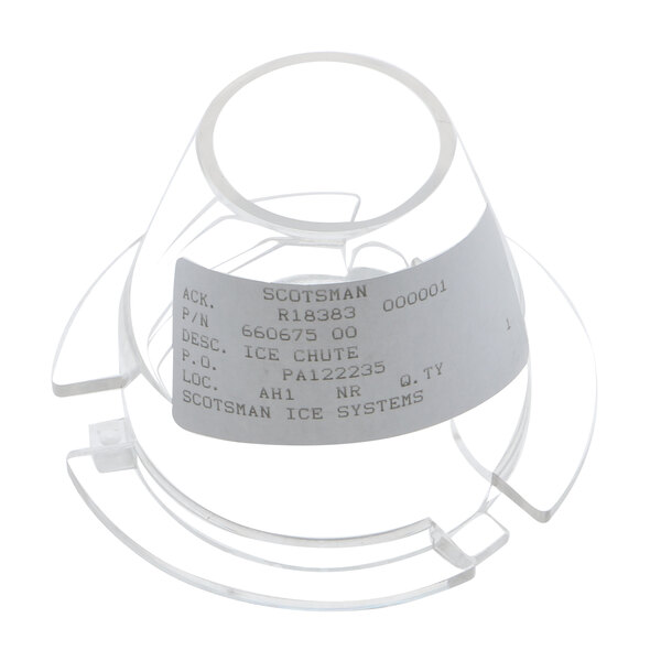 A clear plastic container with a label on it.