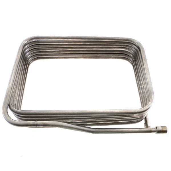 A Champion steam coil, a coil of metal pipes with a metal frame.