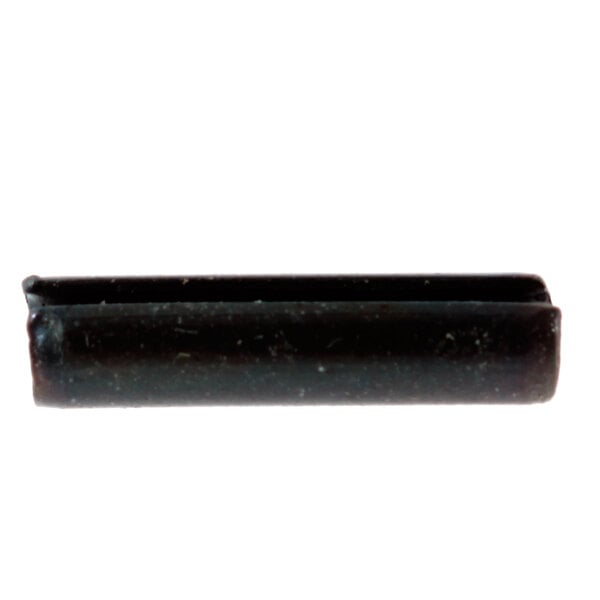 A close-up of a black Hobart RP-002-12 roll pin with a small hole in it.