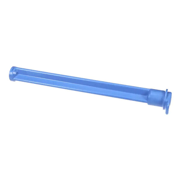 A blue molded plastic baffle with a couple of holes on a white background.