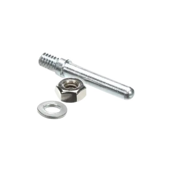 A close-up of a Hatco pan stop pin bolt and nut.